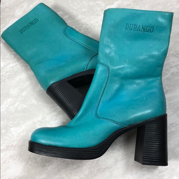 Durango Shoes - Vintage Durango Turquoise Blue Heeled Boots